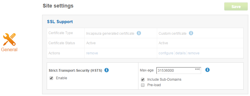 hsts default settings