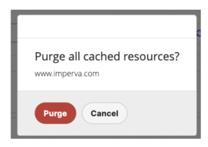 Purge cache alert notification from Imperva