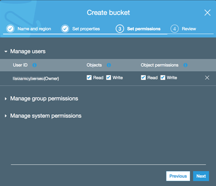 Access key for s3 bucket