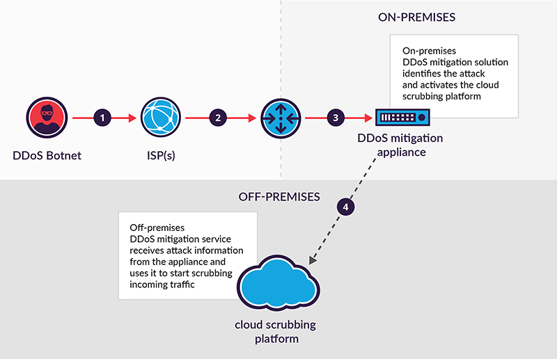 Appliance first hybrid DDoS mitigation topology
