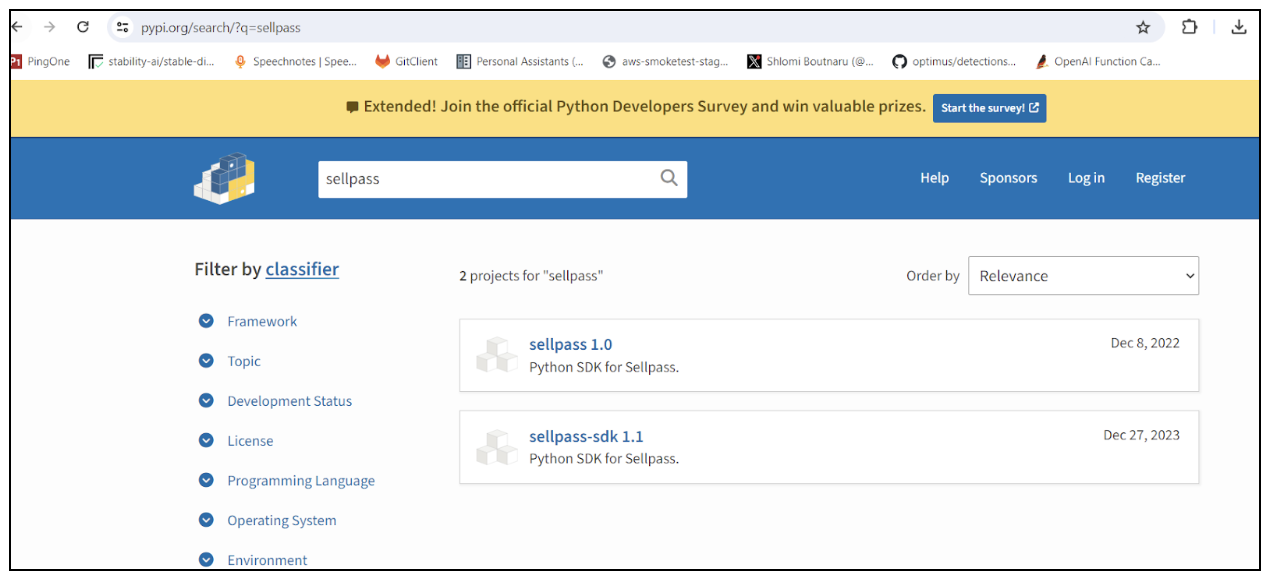 Illustration of the PyPI sellpass packages